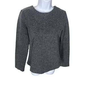 Tweed Charcoal Gray Long Sleeve Heavyweight Back-Zipper Top Women’s Size S